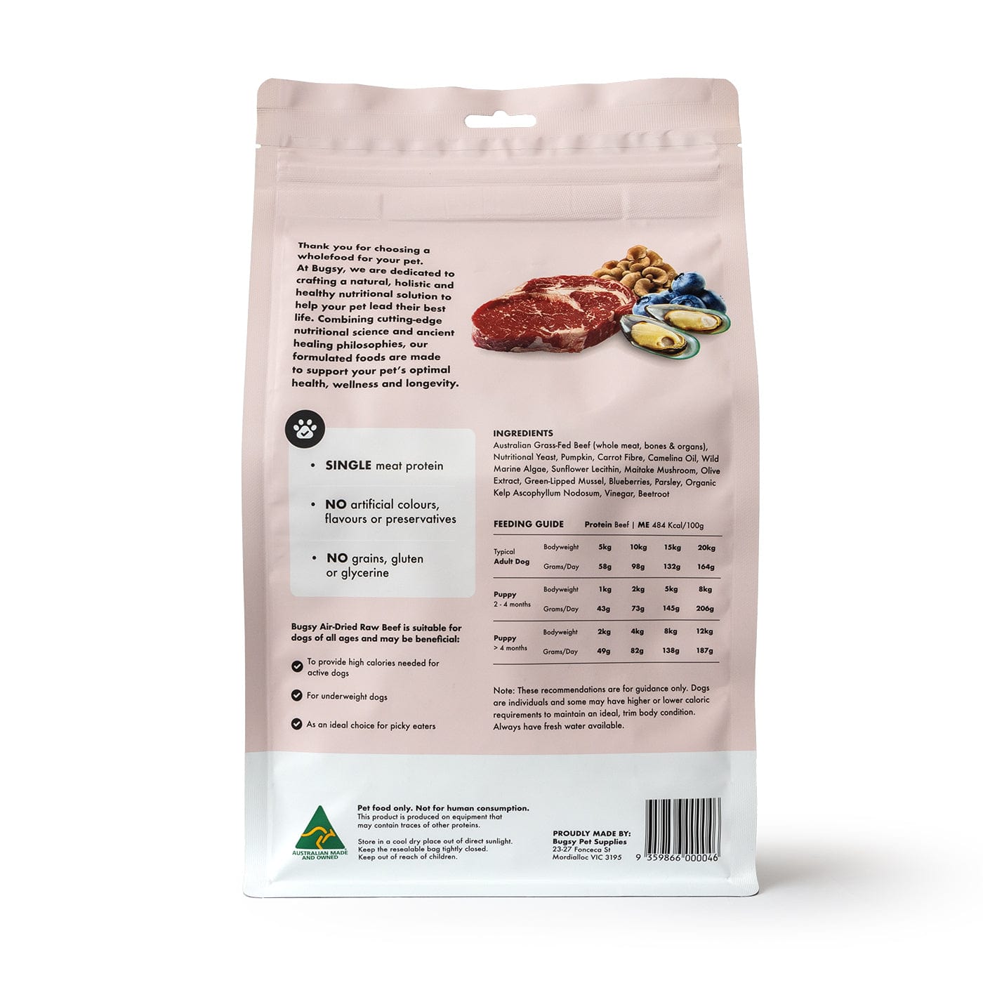 Bugsy's Air-Dried Dog Food Beef