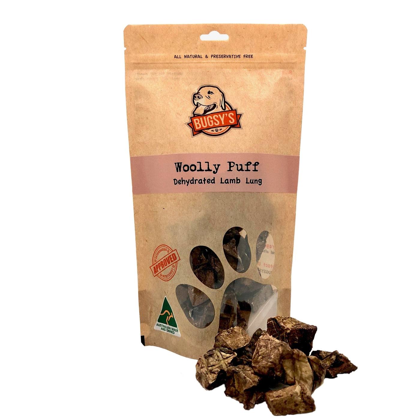 Bugsy Shop Woolly Lamb Lung Puffs Dog Treats